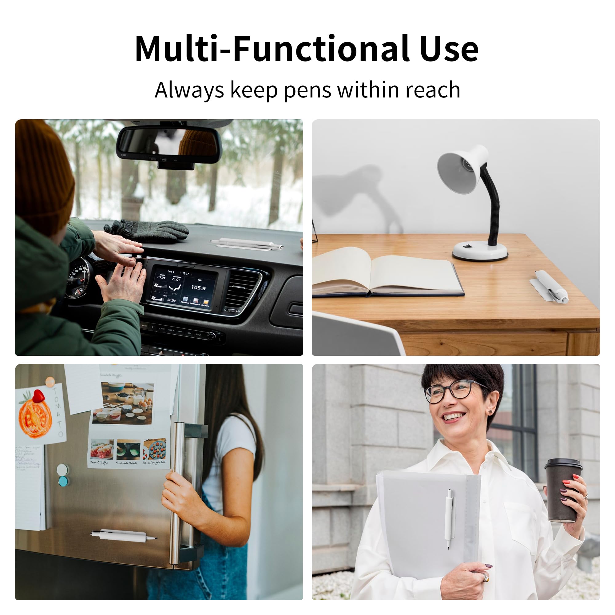 ELETIUO Pencil Holder For Most Pens,Pencils,Self-Adhesive Stick To Notebooks,Diary,Desks,Whiteboards Or Any Surface,Silicone Pen Holder For Home,Office And Desk Organization,White