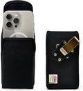 Turtleback Belt Clip for iPhone 16 Pro, 16e, 15 pro 14 Pro 13 Pro -Small- Fits w/Slim MagSafe Style Cases - Premium Black Nylon, Vertical Belt Holder, Magnetic Closure, HD Rotating Belt Clip