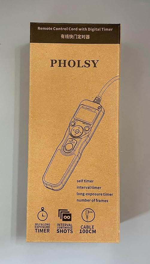 PHOLSY RR90 Timer Remote Control Cable with Intervalometer for Fujifilm GFX50S X-Pro2 X-H1 X-T2 X-T1 X-T10 X-T20 X-T100 X-E2S X-E2 X-E3 X-M1 X-A20 X-A5 X-A3 X-A2 X-A1 X-A10 X100F X100T X70 X30 XQ2 XQ1
