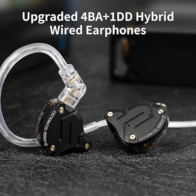 Gaming Earbuds Headphone, KZ ZS10 Pro Gaming for IEM Earphone, KZ in Ear Monitor IEM HiFi Earphone Earbuds with 5 Driver 4BA 1DD with Detachable 0.75mm 2 Pin Cable for Singer (Purple No Mic)…