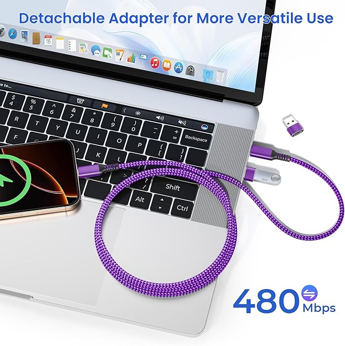 Elebase USB Type C to C 100W Charging Cable 6.6FT with USB Adapter,Fast PD Car Charger Cord for iPhone 16 15 Pro Max Plus,Samsung Galaxy S23 S24,MacBook Mac,iPad 9 10,Air 5 Mini 6,Ultra,A53 A54