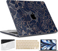 TWOLSKOO for M4 MacBook Air 13.6 inch Case 2025-2022 Release M4 A3240 M3 A3113 M2 A2681, Plastic Hard Shell & Screen Protector & Keyboard Cover & Trackpad Film, Elegant Roses