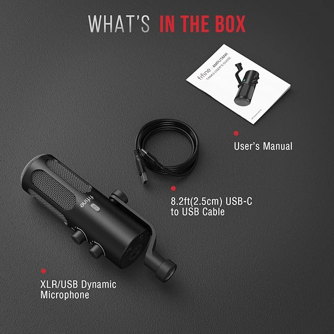 FIFINE XLR/USB Podcast Dynamic Microphone for Streaming, Studio XLR Microphone, PC Streamer Mic All Metal with Mute Button, Headphone Jack, for Vocal Voice Over Music Recording-AmpliTank Tank3