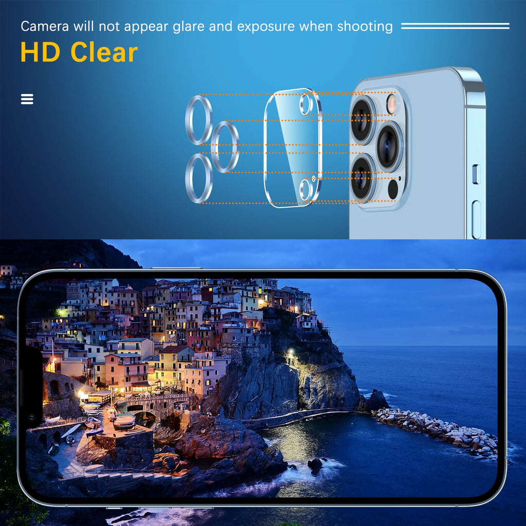 UniqueMe 3 Pack Lens Protector for iPhone 13 Pro/Pro Max-Sierra Blue