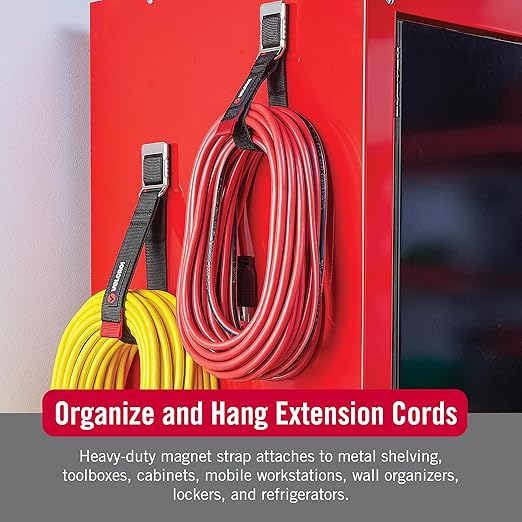 VELCRO Brand Magnetic Straps – Reusable Cord, Hose & Tool Organizer for Metal Surfaces, Stocking Stuffers for Men - EASY HANG Garage, Workshop, RV Storage - Medium 16in x 1in