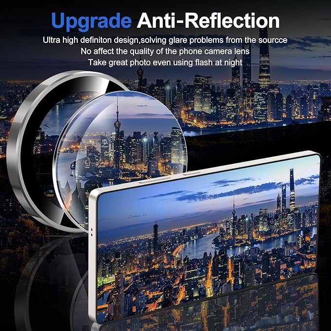 for Samsung Galaxy S25 Ultra Camera Lens Protector, Individual Metal Ring Tempered Glass Lens Cover, [Strong Adsorption] Scratch Resistant Ultra-Thin HD Clear Lens Cover, 1 Set-Gray Ring