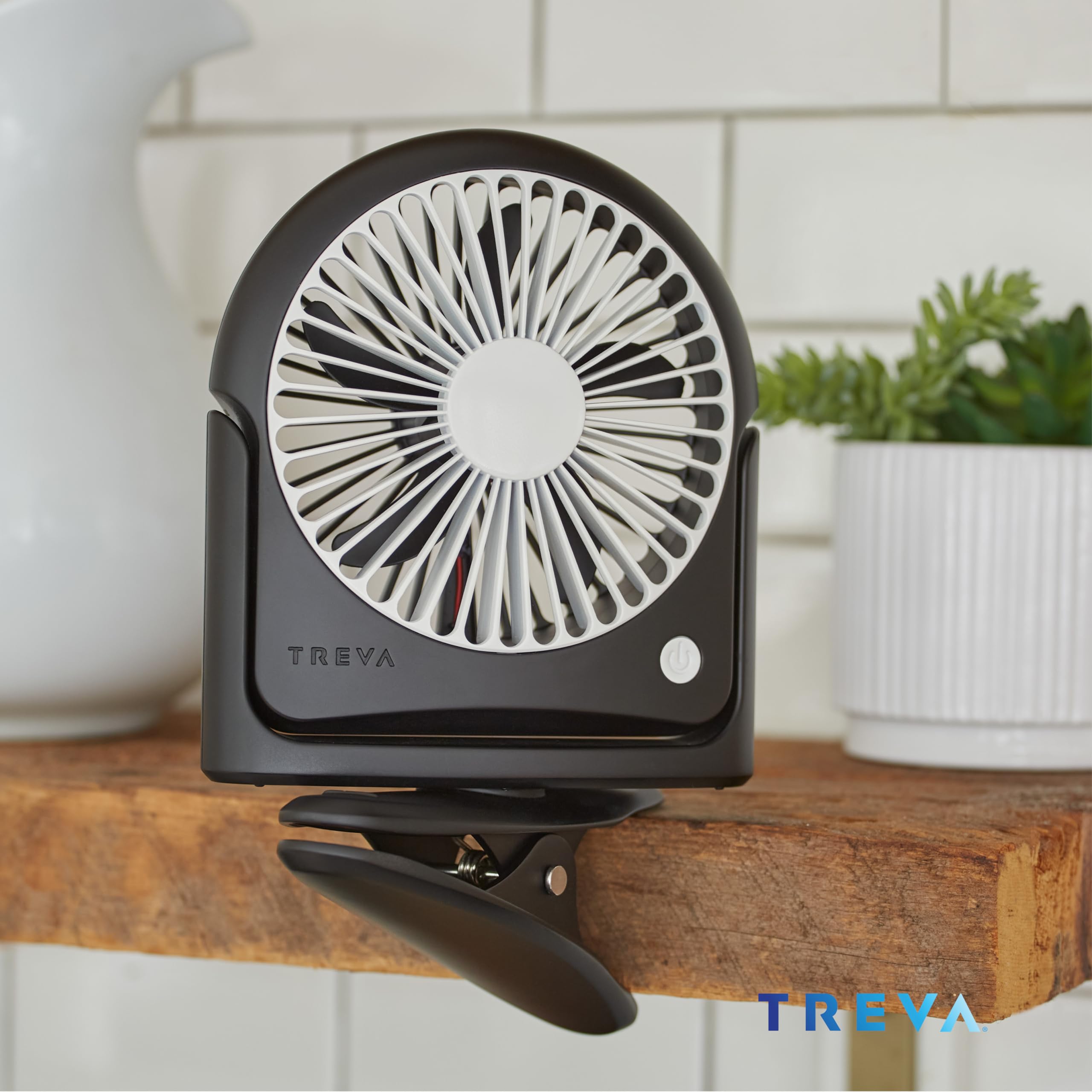 Treva 5 in Rechargeable 3-Speed Portable Cooling Fan with Removeable Clip