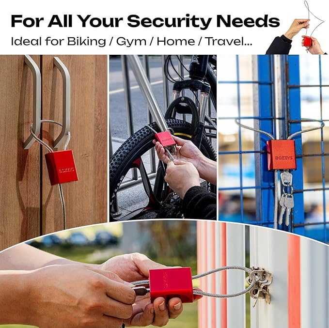Cable Lock with 3 Keys | L 6.56ft(2m),D 1/6in(4mm) Adjustable Steel Cable Padlock | Aluminum Locks for Bikes, Gate, Lockers & Outdoor Gear | Weatherproof & Black