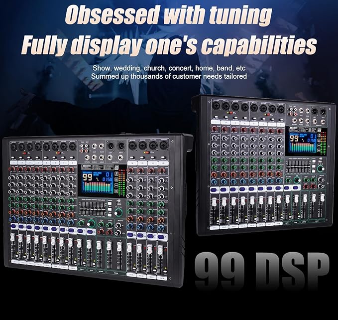 GF8 Pro Multi-Function 8-Channel Bluetooth DJ Sound Console - 7 Stage Equalizer, 99 Sound Effects, Independent Mute for Stage, Karaoke Live