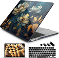 Batianda Premium Case for New MacBook Air 15 inch 2025 2024 2023 with M4 M3 M2 Chip, Designed Black Protective Plastic Hardshell & Keyboard Cover & Screen Protector, Blooming Flowers
