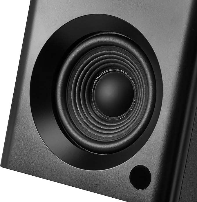 Bookshelf Speakers with Deep Bass, 80W Peak Output HiFi Gaming Computer Speakers, 4" Desktop Audio System for Home Office Desktop PC, Home Entertainment, Turntable, Pair, Black
