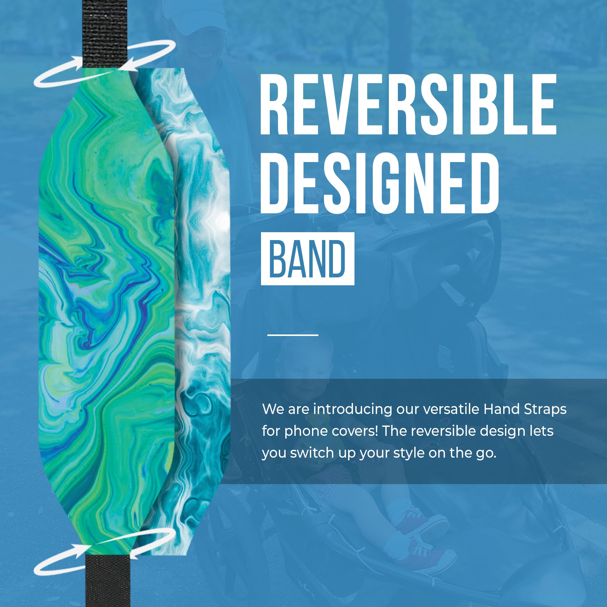 Switchbands Aesthetic Color Phone Grip Strap – 2 Pack – Reversible Elastic Strap, Adhesive-Free, Ergonomic Hand Support, Anti-Theft Strap, Wireless Charging Compatible, Universal Fit – Ripple Opal
