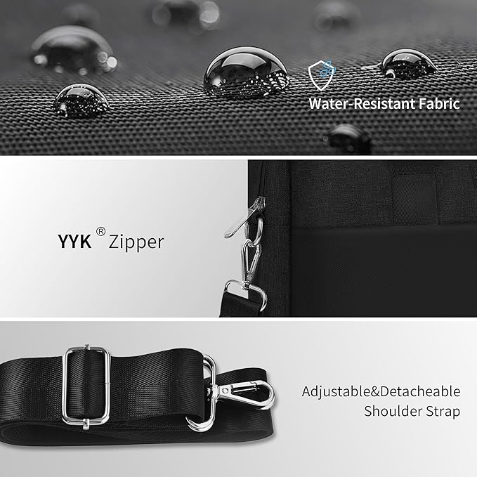 WIWU Laptop Bag 15.6 16 Inch for Men Laptop Case with Shoulder Strap Water-Resistant Messenger Work Bag for Business Compatible with MacBook Air Pro/Dell XPS/HP Envy/Microsoft Surface(Black)