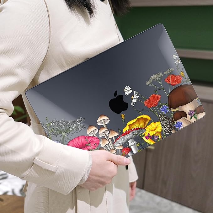 MEEgoodo for M4/M3/M2 MacBook Air 15.3 inch Case 2025 2024 2023, Case Fit Model (A3241/A3114/A2941) for MacBook Air 15 inch, Laptop Hard Shell with Keyboard Cover, Forest of Mushrooms
