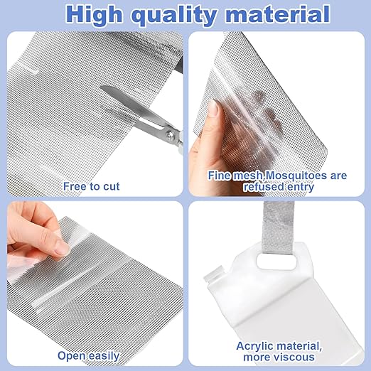 Extra Wide 8 inch x 20 ft Window Screen Tape Mesh Repair Strong Adhesive Waterproof Fiberglass Screen Repair Kit Patch for Window Door Tears Holes(Black)