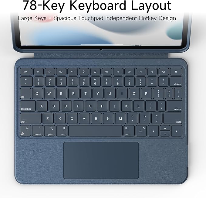 HOU Combo Keyboard Case for iPad 9th Generation (10.2", 2021)/8th Gen/7th Gen/iPad Air 3/Pro 10.5 Multi-Touch Trackpad,7 Color Backlight,Rotatable & Detachable,Portrait/Landscape Modes,Navy Blue