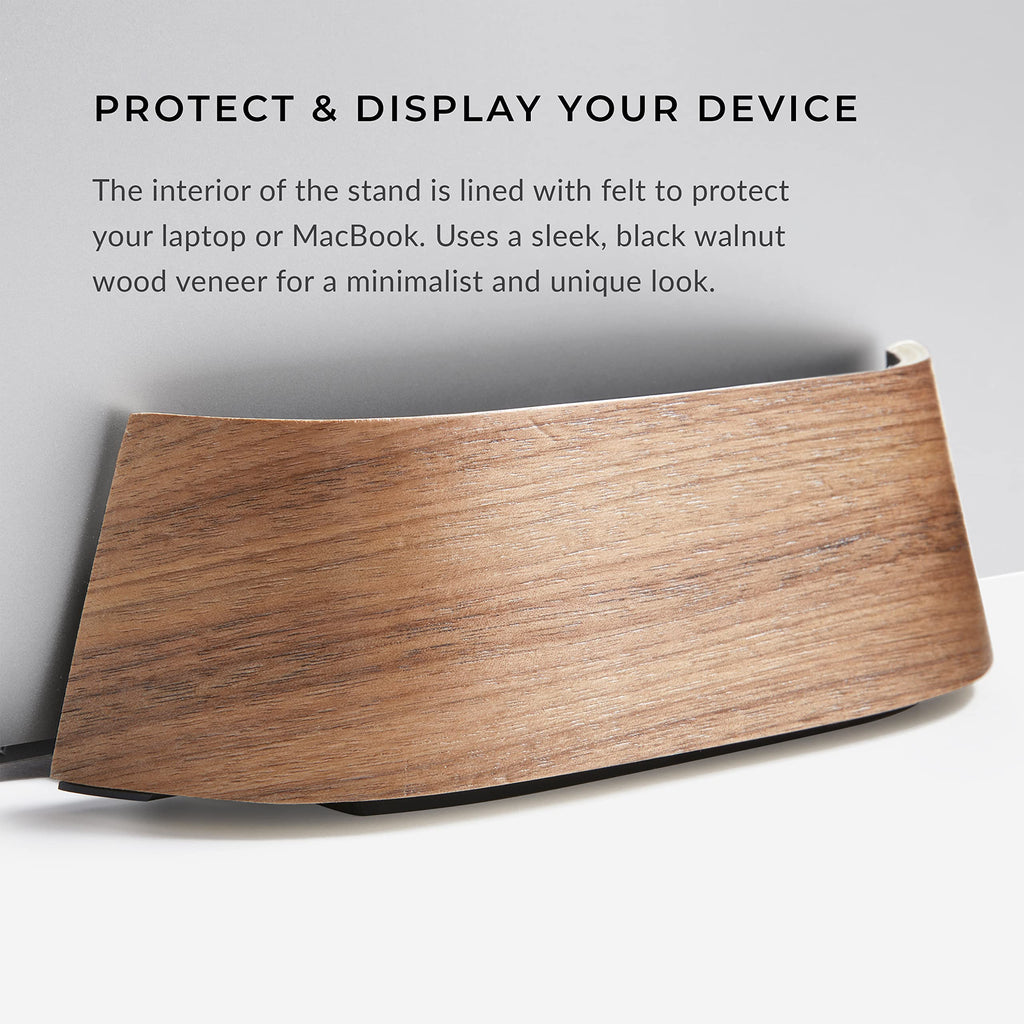 HumanCentric Vertical Laptop Stand in Black Walnut Wood, Upright Adjustable Holder and Dock, Laptop Vertical Stand Fits MacBook Pro and Other Laptops.5" to 1.5", Clamshell Compatible