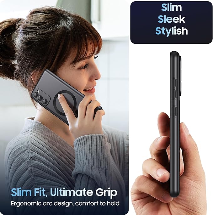 Magnetic for Samsung Galaxy S20 FE 5G Case 【Compatible with MagSafe】【Built-in Camera Lens Protector】 Slim Soft TPU Shockproof Phone Shell (Black)