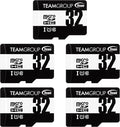 TEAMGROUP Micro 32GB x 5 Pack UHS-I U1 Class 10 SDHC SDXC Read Speed up to 100MB/s High Speed Flash Meomry Card with Adapter for Camera, Surveillance, Full HD Shooting TUSDH32GCL10U63