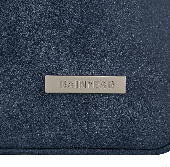RAINYEAR 15.6 Inch Laptop Sleeve Protective Case PU Suede Leather Zipper Padded Cover Water Resistant Carrying Bag Compatible with 15.6" Notebook Computer Chromebook(Deep Blue)
