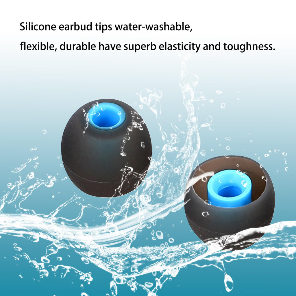 MQIMY Silicone Earbud Tips for Most In-Ear Earbuds (Inner Hole 3.8mm -5.1mm) - 9 Pairs S M L
