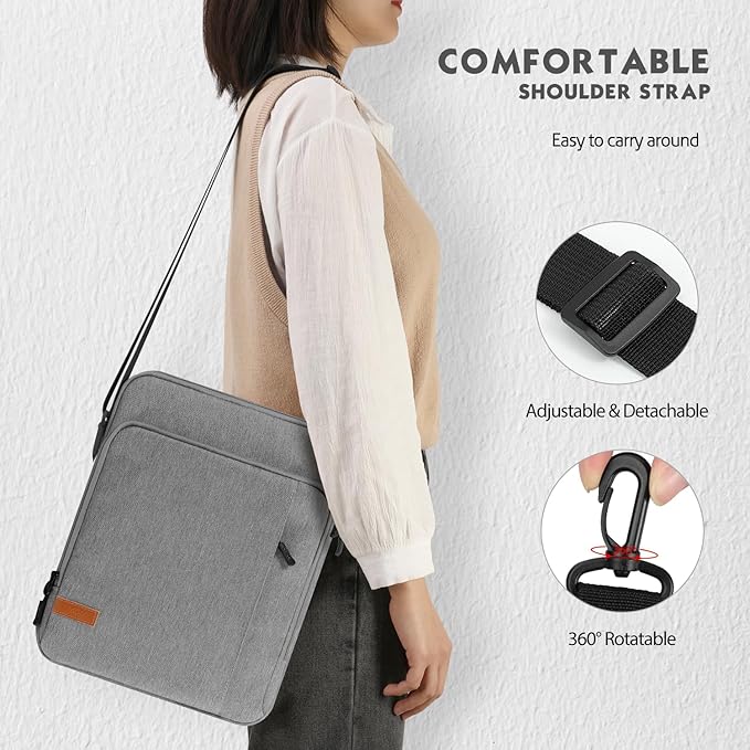 MoKo 12.9 Inch Tablet Sleeve Bag Carrying Case with Pockets Fits iPad Pro 12.9 M2 2022/2021/2020, Surface Laptop Go 12.4", Galaxy Tab S8+/S9+ 12.4" 2022/2023, Light Gray