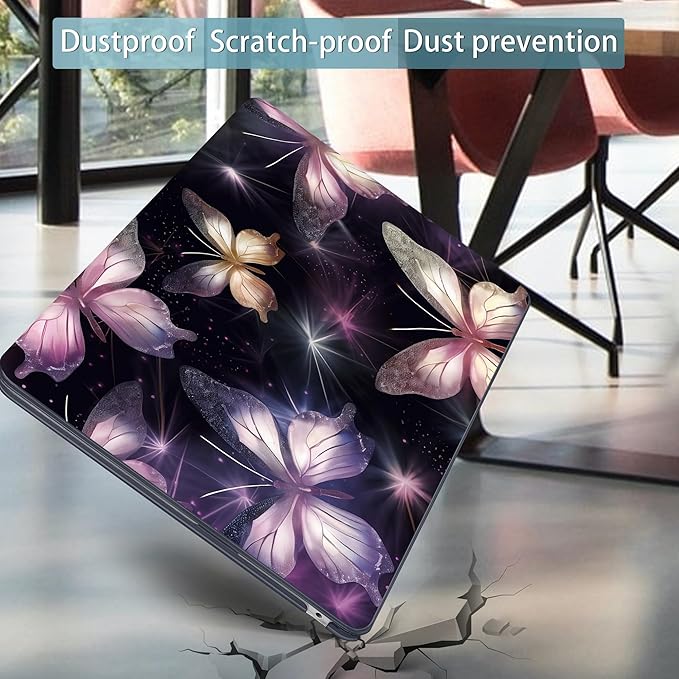 Mektron for 2025 M4 MacBook Air 13.6 Inch A3240 Case Fits 2023 A2681 M2 2024 A3113 M3 Chip with Liquid Retina Display, Printed Plastic Hard Shell Cover for MacBook Air 13.6", Glittering Butterfly