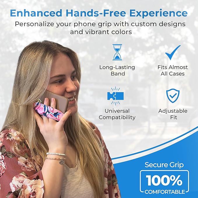 Phone Grip Strap - Pack of 2 Reversible Finger Holder for Phone Back, Customizable Anti-Slip Design, Wireless Charging Compatible Detachable Holder for iPhone - Pandamodium