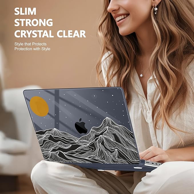 for MacBook Pro 16 inch Case 2021 2022 2023 2024 Release A3186 A3403 M4 A2991 M3 A2780 M2 A2485 M1 Pro/Max, Hard Shell Case with Screen Protector & Keyboard Cover, Mountain