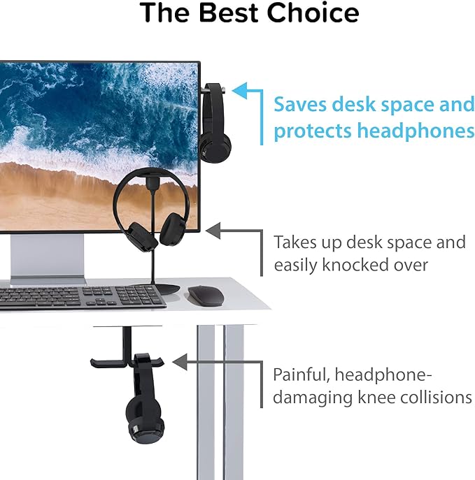 TotalMount Monitor Stand for Headphones and Headsets (Premium-Grade Holder Saves Desk Space and Protects Headphones)