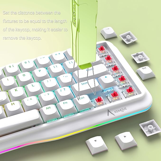 KEMOVE P10 2-in-1 Switch Puller Keycap Puller for Mechanical Keyboard, 304 Stainless Steel Key Switch Keycap Puller, Easily Remove and Replace Gaming Keyboard Switches and keycaps - Green