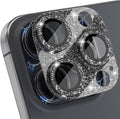 Choiche Compatible for iPhone 16 Pro/iPhone 16 Pro Max Camera Lens Protector, Bling Camera Cover with 9H Tempered Glass Lens Screen Protector Metal Ring Decoration Accessories (Glitter-Black)