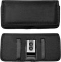 Nylon Cellphone Holster for iPhone 12/13/14/15 Pro, Cricket Debut, Calypso 1/2, Nokia C100, Samsung S22 5G S10, Horizontal Case Canvas Waist Carrying Pouch with Belt Clip/Loops, Black