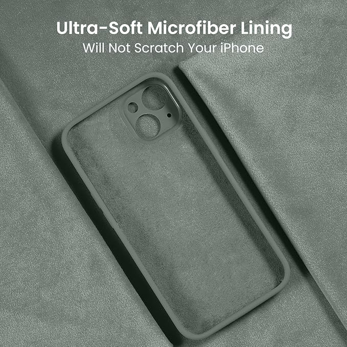 FireNova Designed for iPhone 15 Plus Case, Silicone [Camera Protection] Case with [2 Screen Protectors], Soft Anti-Scratch Microfiber Lining Inside, 6.7 inch, Calke Green