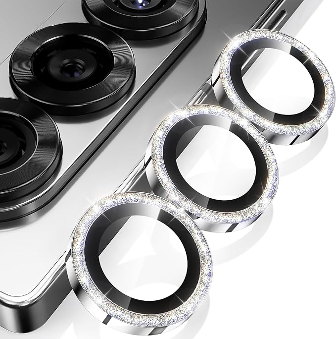 YWXTW for Samsung Galaxy Z Fold 7 Camera Lens Protector, [12X Stronger Adhesion] Individual Anti Scratch Metal Ring Tempered Glass Camera Screen Protector for Z Fold 7 Accessories 2025 (Glitter Silver)