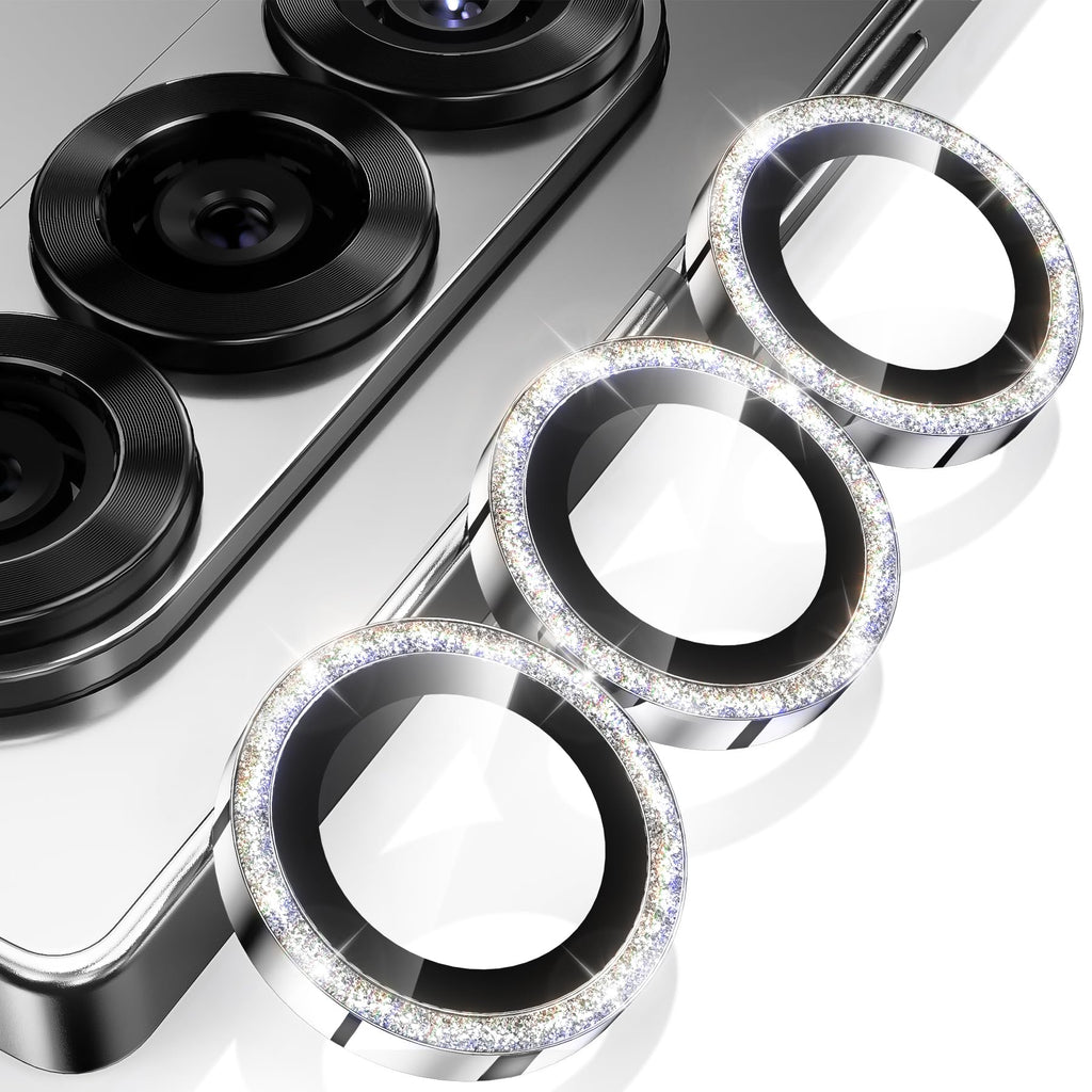YWXTW for Samsung Galaxy Z Fold 7 Camera Lens Protector,[12X Stronger Adhesion] Individual Anti Scratch Metal Ring Tempered Glass Camera Screen Protector for Z Fold 7 Accessories 2025 (Glitter Silver)