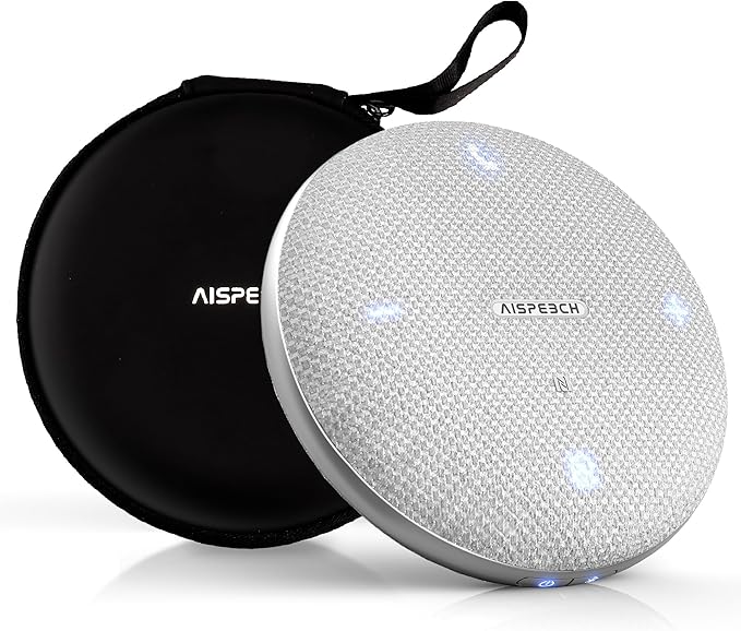 Bluetooth Conference Speakerphone M4 Conference Microphone with AI Noise Reduction AI Transcription Full-Duplex 360° Omnidirectional Voice Pickup USB Speaker for Teams Zoom Home Office, Gray