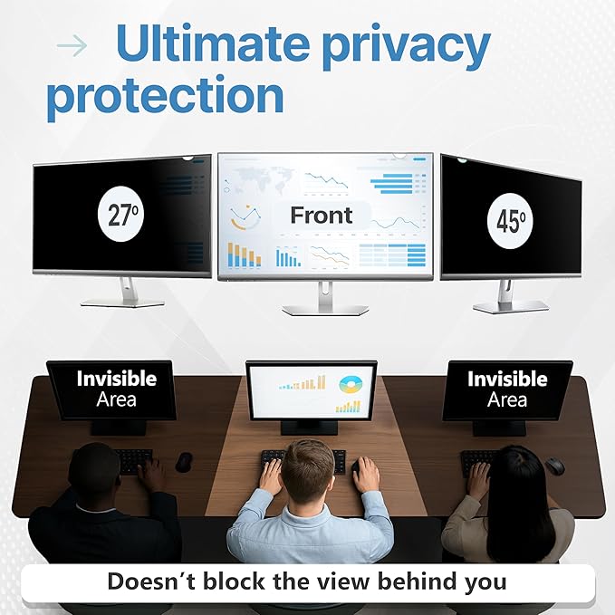 VINTEZ 23.6 Inch 16:9 Privacy Screen for Computer Monitor and Laptop - Anti Glare Protector Film Blue Light Filter Eye Protection - Computer Screen Privacy Shield, [1 Pack]