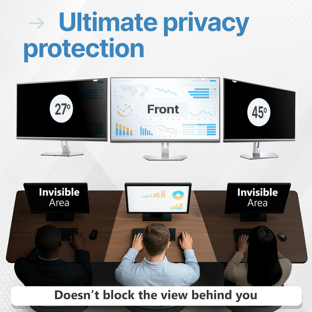 VINTEZ 28 Inch 16:9 Privacy Screen for Computer Monitor and Laptop - Anti Glare Protector Film Blue Light Filter Eye Protection - Computer Screen Privacy Shield, [1 Pack]