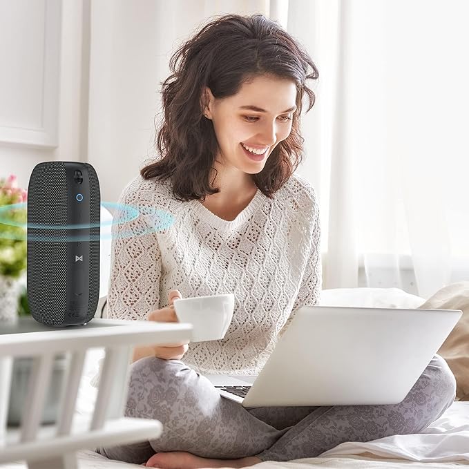 Monster S320 Bluetooth Speaker, 40W True Wireless,360° Stereo Sound Effect,IPX7 Waterproof, 32 Hour Playing Time,Suitable for Outdoor Portable Speaker (Black).