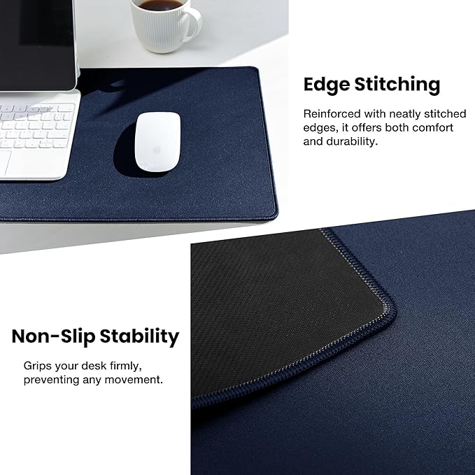 ALOANES Waterproof Mouse Pad with Durable Stitched Edge, Large Gaming Keyboard Pad, Non-Slip Rubber Base Mouse Mat, Desk pad for Gamer, Office & Home, Dark Blue Mousepad 27.6''x11.8''x0.12''
