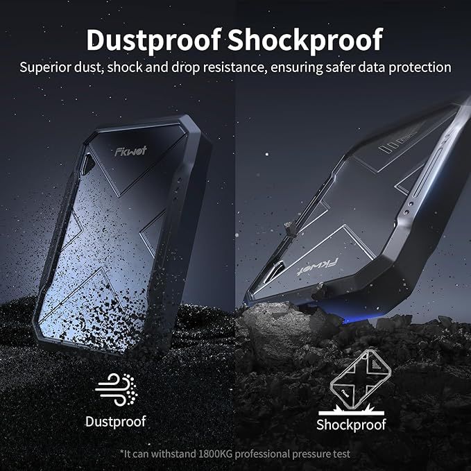 2TB Portable SSD, Up to 2050MB/s, USB 3.2 Gen2 USB-C, IP68 Water & Dust Resistant, Shockproof, External Solid State Drive for Smart TV, Cameras, iPhone 16/15, Windows, Mac and Other Devices (FP90)