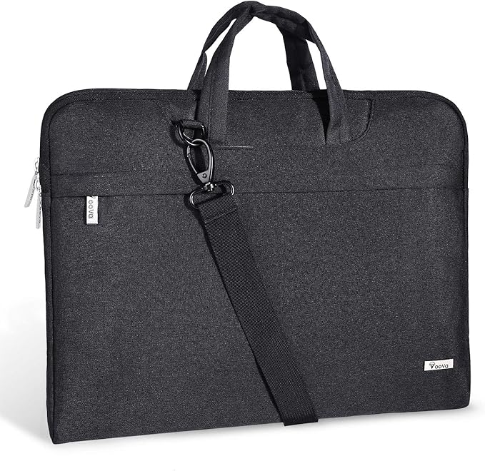 Voova Laptop Bag 15.6 Inch, Waterproof Computer Sleeve Carrying Case with Shoulder Straps & Handle Compatible with Macbook Air 15 M2/M3/M4, MacBook Pro 15/16, 15-16 Inch Hp Dell Lenovo Asus, Black