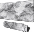 Large Mouse Pad Wave Lines Gaming Desk Pad Computer Keyboard Non-Slip Waterproof Mouse Mat with Rubber Base and Stitched Edges Entertainment Office Writing Desk Mat 35.4 x 15.7 Inches