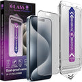 2 Pack Matte Screen Protector for iPhone 15 Pro, 9H Tempered Glass, Full Coverage, Anti-Fingerprint, Auto Dust-Elimination, No Bubble, Easy Installation