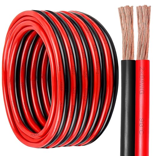 8 Gauge Wire 2 Conductors Copper Wire, 8 AWG Battery Cable Oxygen Free Copper Wire for Solar Panel, Automotive, Trailer, RV and Speaker (8 Gauge 5FT)