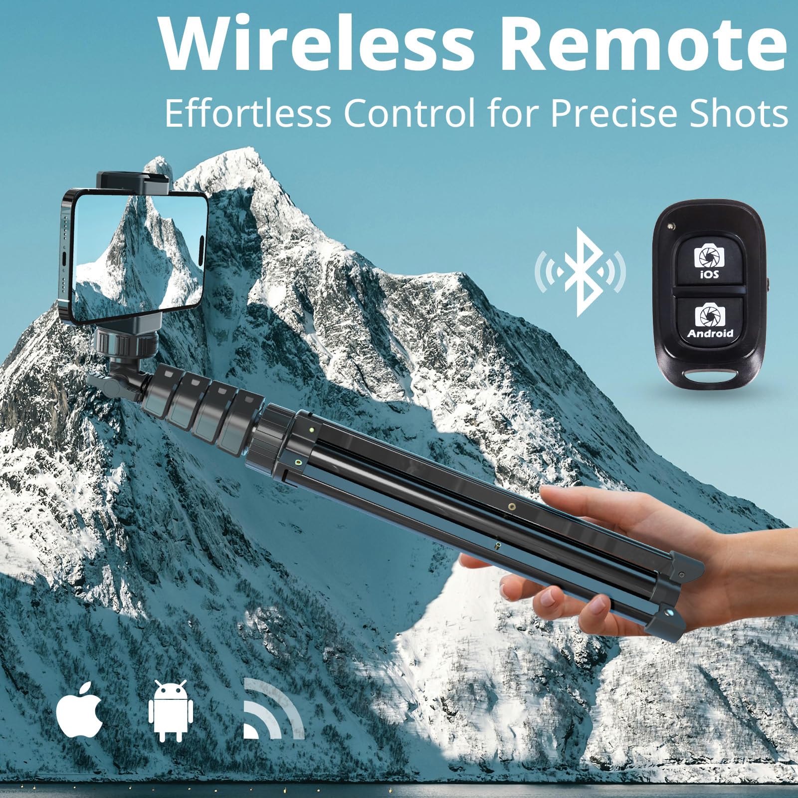 UBeesize 67" Phone Tripod & Selfie Stick, Camera Tripods Stand with Wireless Remote and Phone Holder,Compatible with iPhone Android Phone, Perfect for Selfies/Video Recording/Live Streaming Black