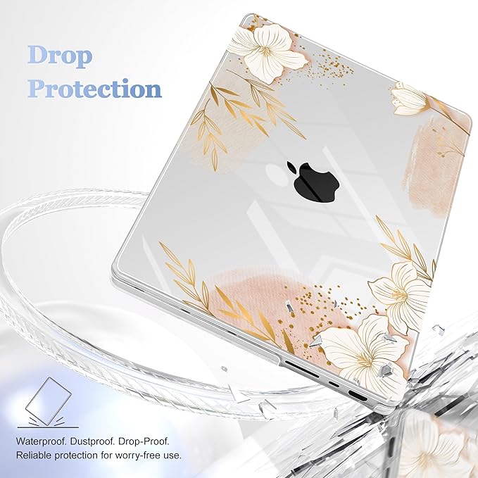 for MacBook Pro 16 inch Case 2021 2022 2023 2024 Release A3186 A3403 M4 A2991 M3 A2780 M2 A2485 M1 Pro/Max, Hard Shell Case with Screen Protector & Keyboard Cover, Floral P295