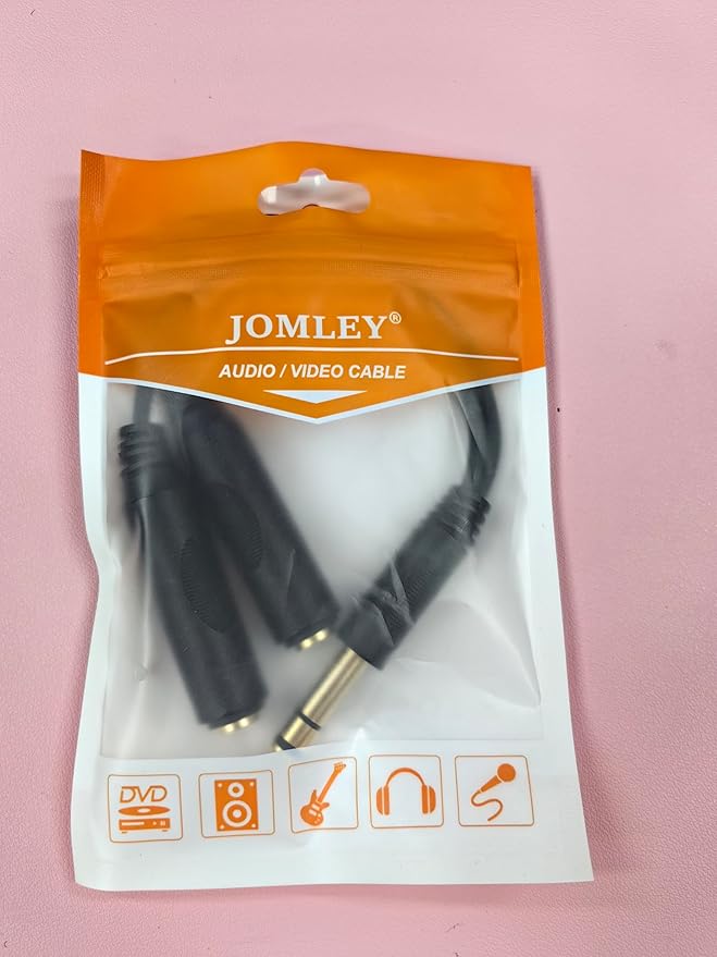 1/4 Splitter Cable, 1/4 Inch (6.35mm) TRS Male to Dual 1/4 Inch TRS Female Stereo Jack Adapter, Quarter inch TRS Headphone Splitter Cable - 8 inches/20cm