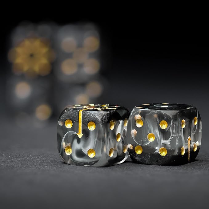 D6 Dice Set – 10× Six-Sided Resin Dice with Themed Designs – 16mm Tabletop for Wargames, RPGs, MTG, and Board Games (B-Dice in Wooden Box, Chaos Dice Set)